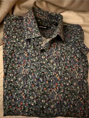 Jared Lang Navy Abstract Multi-Color Button-Down Shirt